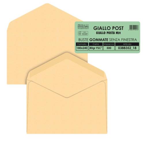 Busta Giallo Postale - gommata - 18 x...
