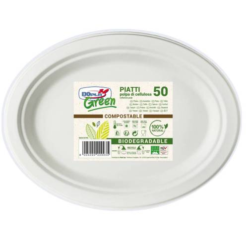 Piatto piano monouso - ovale - 26 x...