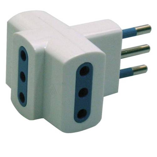 Adattatore triplo con spina 2P+T 10A...