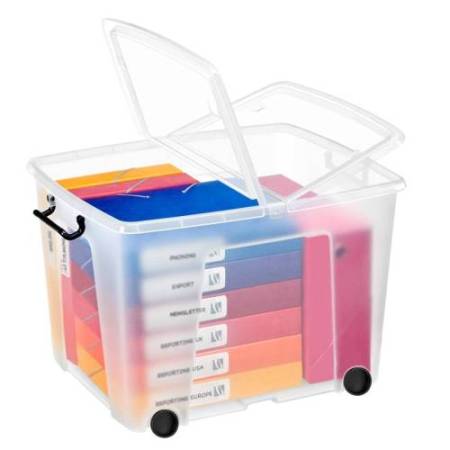 Contenitore multiuso Strata con coperchio e ruote - 58x48x41 cm - PPL - trasparente - 75 L - Cep