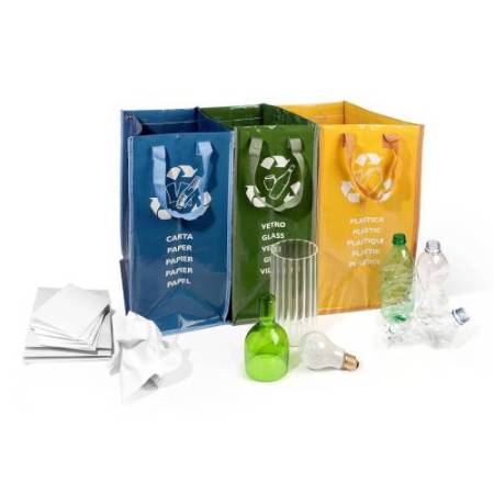 Set Ricicla Bag - 3 contenitori - misure assortite - verde/ocra/blu - Perfetto