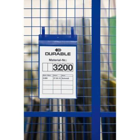 Buste identificative - con fascette di aggancio - A4 verticale - blu - Durable - conf. 50 pezzi