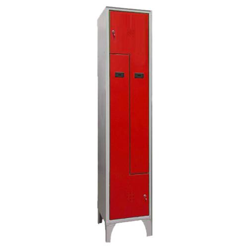 Armadio spogliatoio in metallo salvaspazio - a 2 ante a L - 40 x 50 x 195 cm - grigio/rosso - Fasma