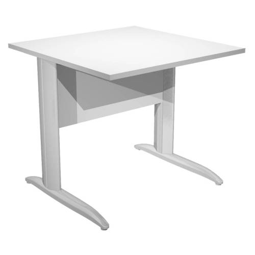 Scrivania Easy fianchi verniciati effetto cromato - lineare - 80 x 80 x 72 cm - bianco - Artexport