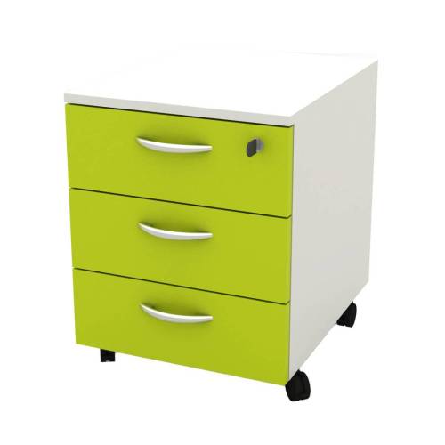 Cassettiera Rainbow - 3 cassetti - con ruote - 41 x 50 x 52,2 cm - bianco/verde - Artexport