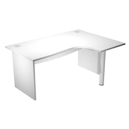 Scrivania compact Agorà - fianco dx melaminico - L160 x P120/80/60 x H73 cm - con supporto metallico - bianco - Artexoport