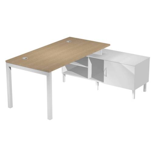 Scrivania Agorà - con mobile di servizio portante - 145 x 140 x L 72,5 cm - rovere - Artexport