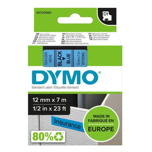 Nastro D1 450160 - 12 mm x 7 mt - nero/blu - Dymo