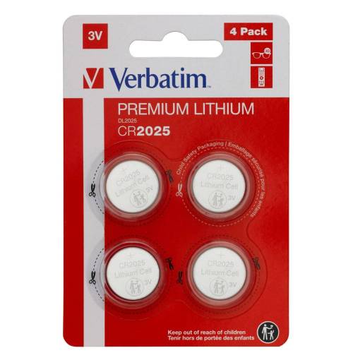 Verbatim - Blister 4 MicroPile a pastiglia CR2025 - litio - 49532 - 3V