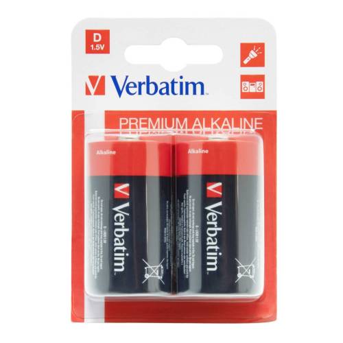 Verbatim - Scatola 2 Pile alkaline torcia D - 49923