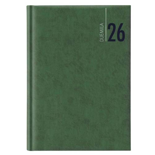Agenda giornaliera 2024 - copertina in carta imbottita - 14,5 x 20,5 cm - verde