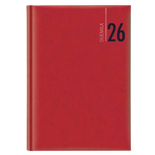 Agenda giornaliera 2024 - copertina in carta imbottita - 14,5 x 20,5 cm - rosso