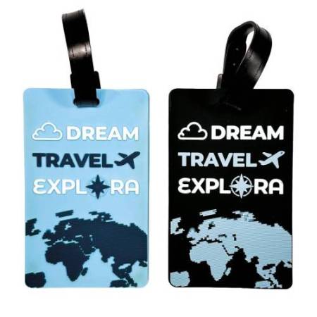Targhette per valigia Explora - 10,5 x 6,5 cm - azzurro nero - Lebez