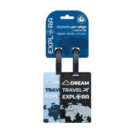 Targhette per valigia Explora - 10,5 x 6,5 cm - azzurro nero - Lebez