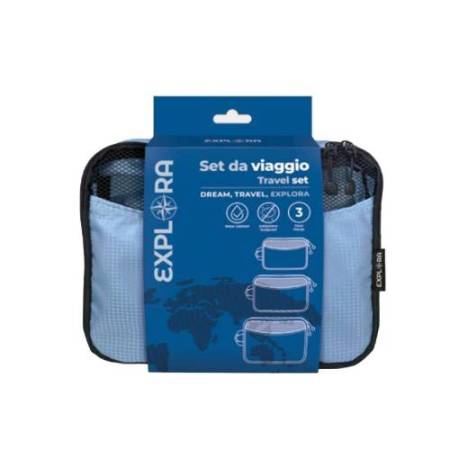 Organizer da viaggio Explora - tessuto - azzurro - Lebez - set 3 pezzi