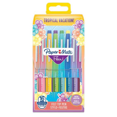 Pennarello Flair Nylon - colori assortiti Tropical - Papermate - astuccio 16 pezzi