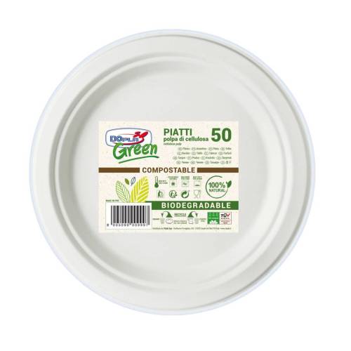 Piatti frutta - diametro 170 mm - biodegradabili - Dopla Green - conf. 50 pezzi