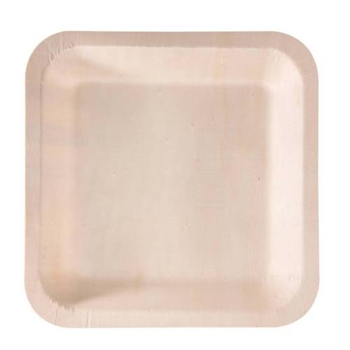 Piatto monouso in legno - quadrato - 25 x 25 cm - Signor Bio - conf. 50 pezzi