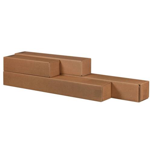 Scatola a tubo Square Box - chiusura a nastro - 10,5 x 10,5 x 63 cm - cartone microonda - avana - Bong Packaging - conf. 10 pezz